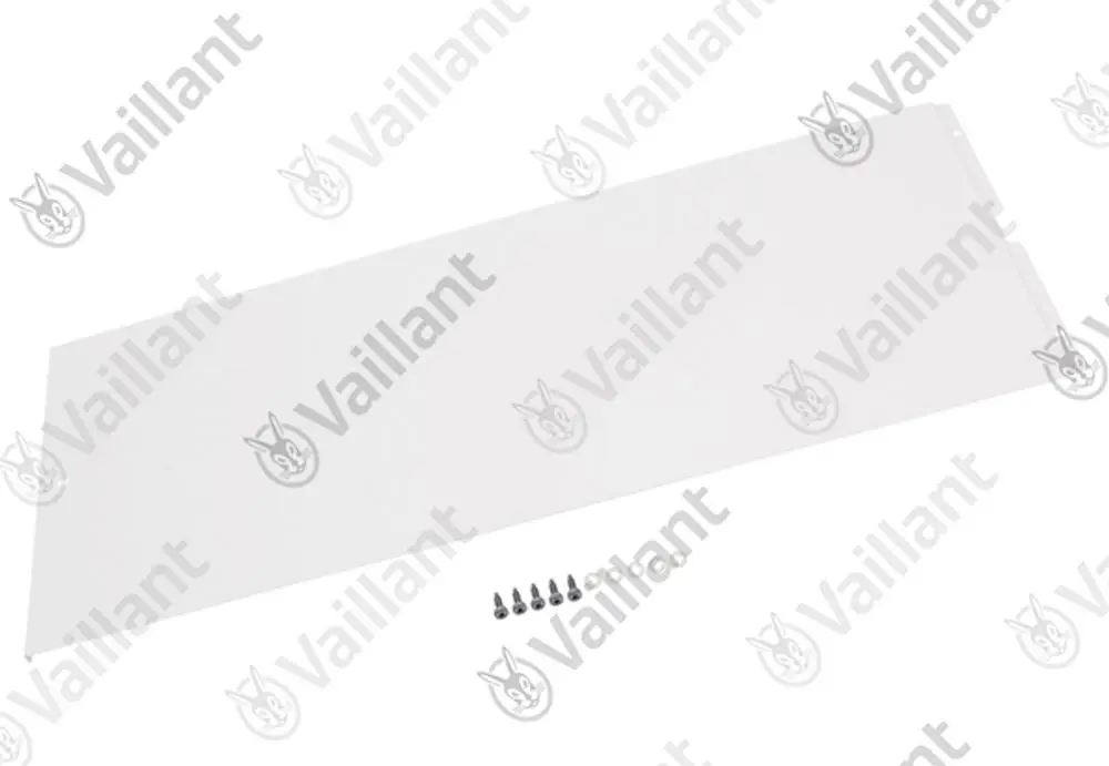 Vaillant Seitenblech in Weiß, flache Form mit Schrauben, für Montage vorgesehen.